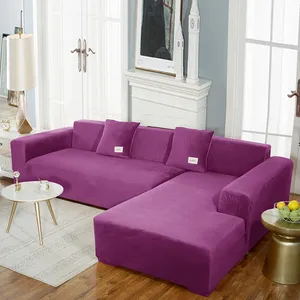 Toptan kadife katı streç Spandex kanepe kapakları için 100% Polyester makinede yıkanabilir Modern stil her şey dahil koruyucu kanepe - Product Image 6