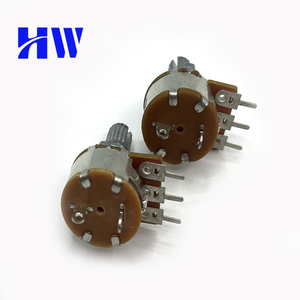 DB-16KS Potenciômetro horizontal de 3 pinos de volta única B5K 5K Ohm Potenciômetro de resistores variáveis 15mm eixo serrilhado com interruptor