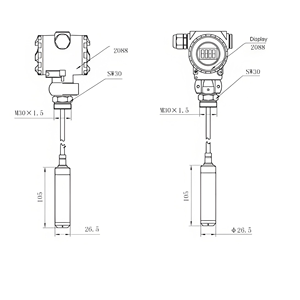 用于工业应用的专业防爆RS485 Modbus分体式显示液位传感器