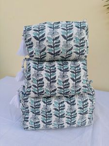 トイレタリーメイクバッグポーチコットンキルトメイクバッグインドのブロックプリントメイクとトイレタリーケースセット - Product Image 4