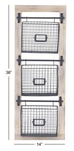 Chất lượng cao 14 \ "x 4 \" x 36 \ "kim loại màu đen dây Tạp Chí Rack chủ 3 khe cắm Treo Giỏ nhãn khe sơn mài để sử dụng nhà - Product Image 5