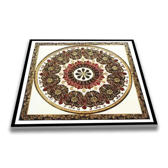 Piso de cerâmica com desenho Rangoli, carpete moderno para sala de estar e corredor, 600x600 mm, 8.5 mm de espessura