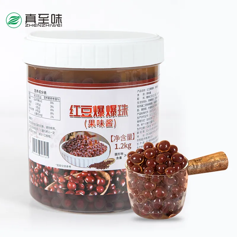 Factory Direct Sales 1.2Kg Red Beans Flavor Popping Boba Coconut Bubble Tea Branch Special Instant Popping Bursting Boba