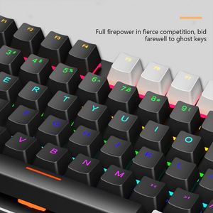 LEAVEN K550 siyah beyaz klavye ile 104 tuşları kırmızı eksen Pbt Pc bilgisayar oyun Usb kablolu ışık Led oyun mekanik klavye - Product Image 5
