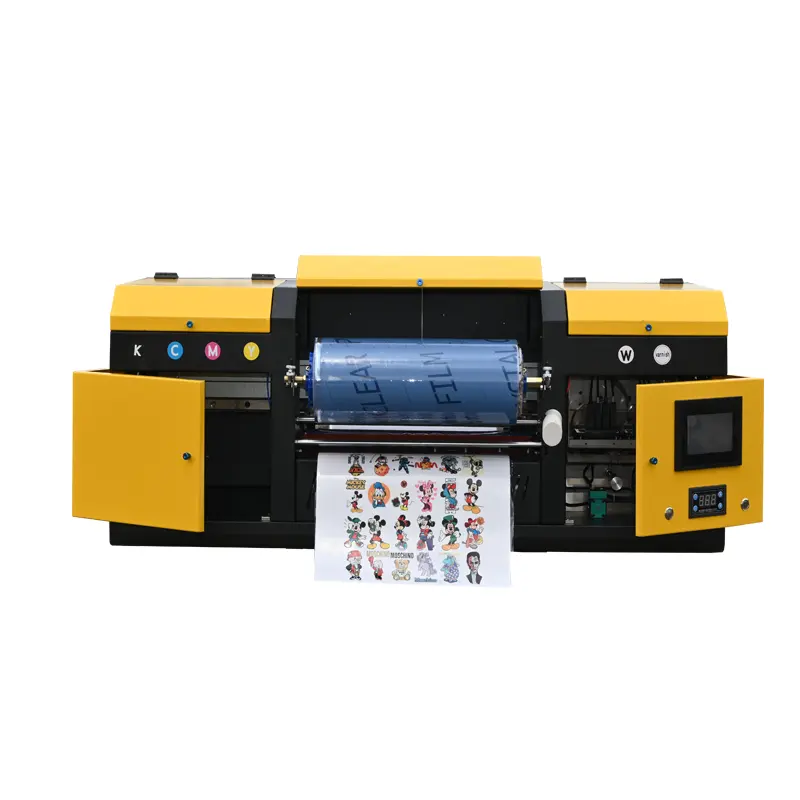 Impresora de escritorio todo en uno A3 UV DTF, rollo de impresora de pegatinas UV DTF, para impresión de película de lámina dorada