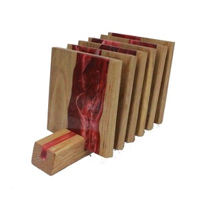 木材和树脂杯垫一套4杯垫，用于饮料和圆形玻璃，价格最优惠 - Product Image 3