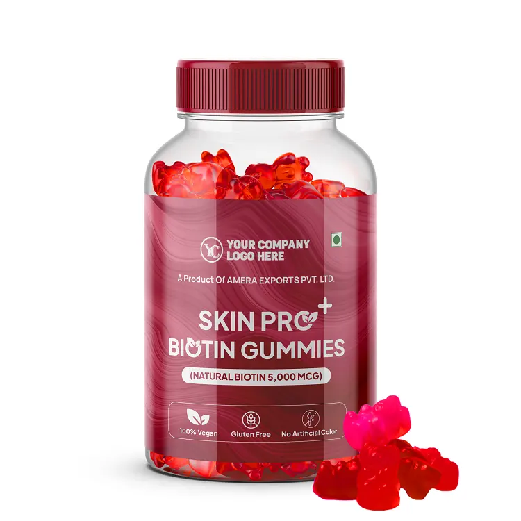 Proveedor indio de suplementos dietéticos puros de buena calidad 100% Skin Pro + Gummy (Biotina natural 5.000 MCG) al mejor precio