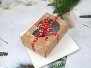 Tùy Chỉnh Cấp Thực Phẩm Kraft Bánh Giấy Quà Tặng Bao Bì Hộp Với Giấy Dầu Và Băng Giáng Sinh Cookie Hộp Với Cửa Sổ - Product Image 3