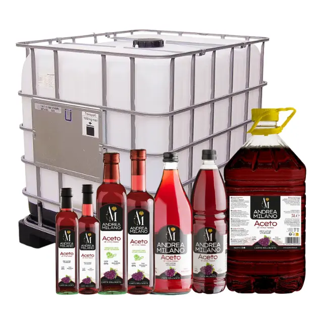 Vinagre de vino tinto de alta calidad Vinagre rojo natural fermentado de Italia 500 ml 1/2/1000 Lt para temporada