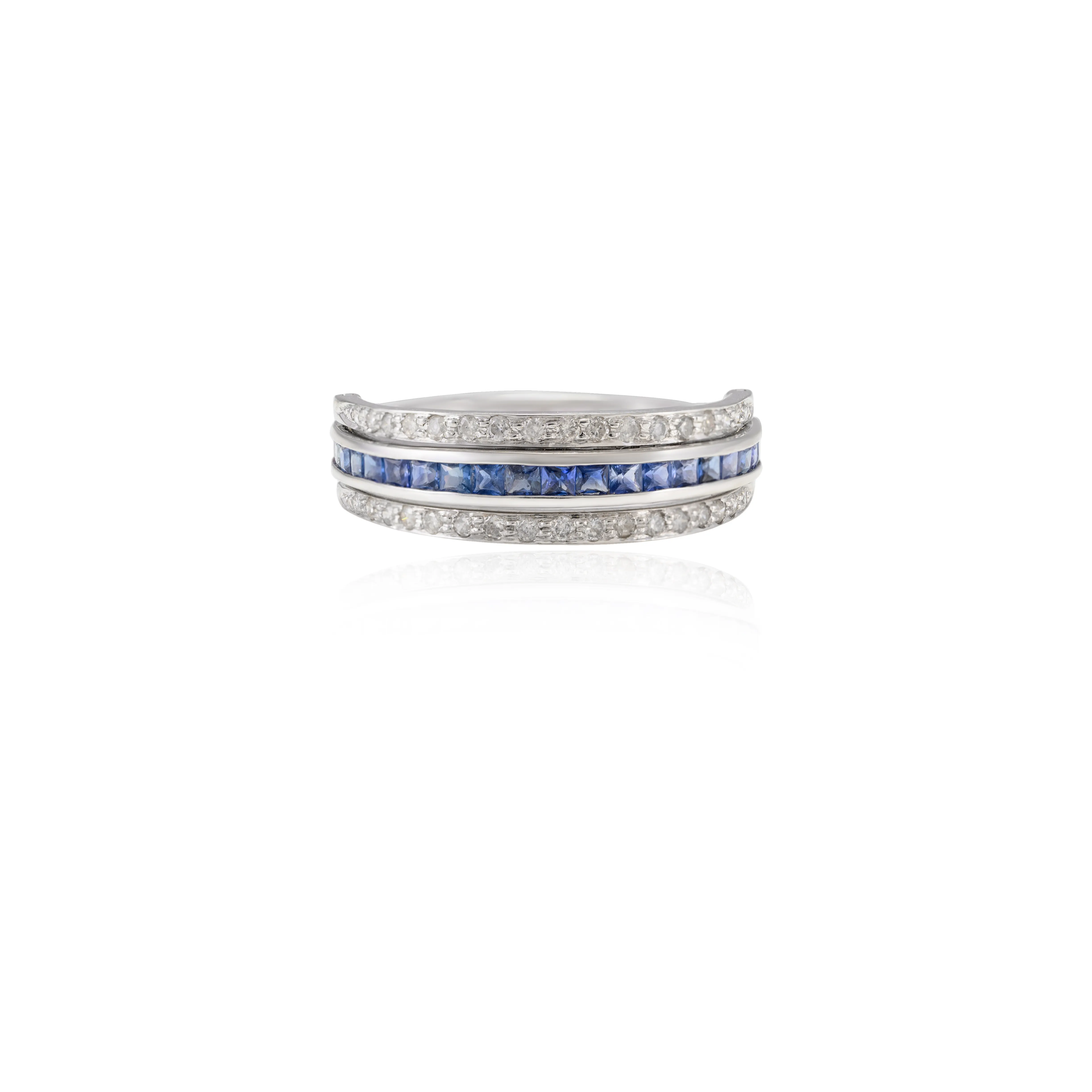 Hoge Kwaliteit Handgemaakte 100% Natuurlijke Multi Saffier & Diamant Magische Ring 18K Massief Wit Goud September Geboortesteen Sieraden Geschenken