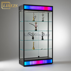 78-inch cao có thể khóa kính hiển thị tủ với tầm nhìn đầy đủ khung nhôm và RGB LED chiếu sáng khói cửa hàng hiển thị trường hợp - Product Image 1