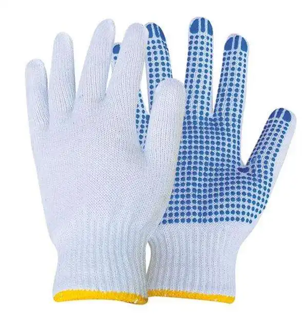 白い安全手袋ニット手袋綿の作業用手袋
