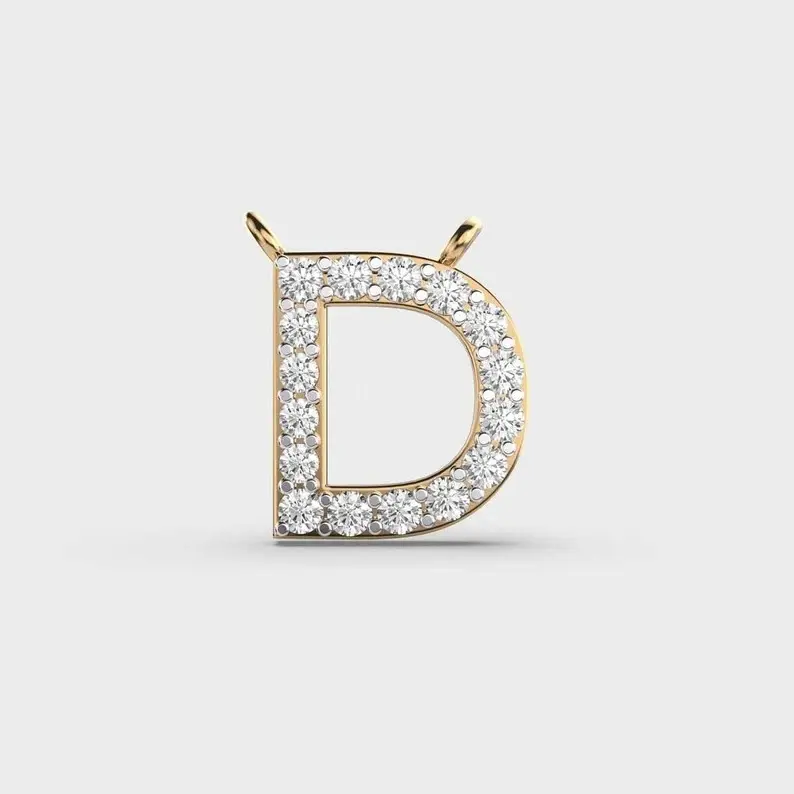 14K 골드 다이아몬드 이니셜 목걸이 편지 펜던트 목걸이 0.29 Ct 실험실 성장 다이아몬드 목걸이 여성을위한 아름다운 보석
