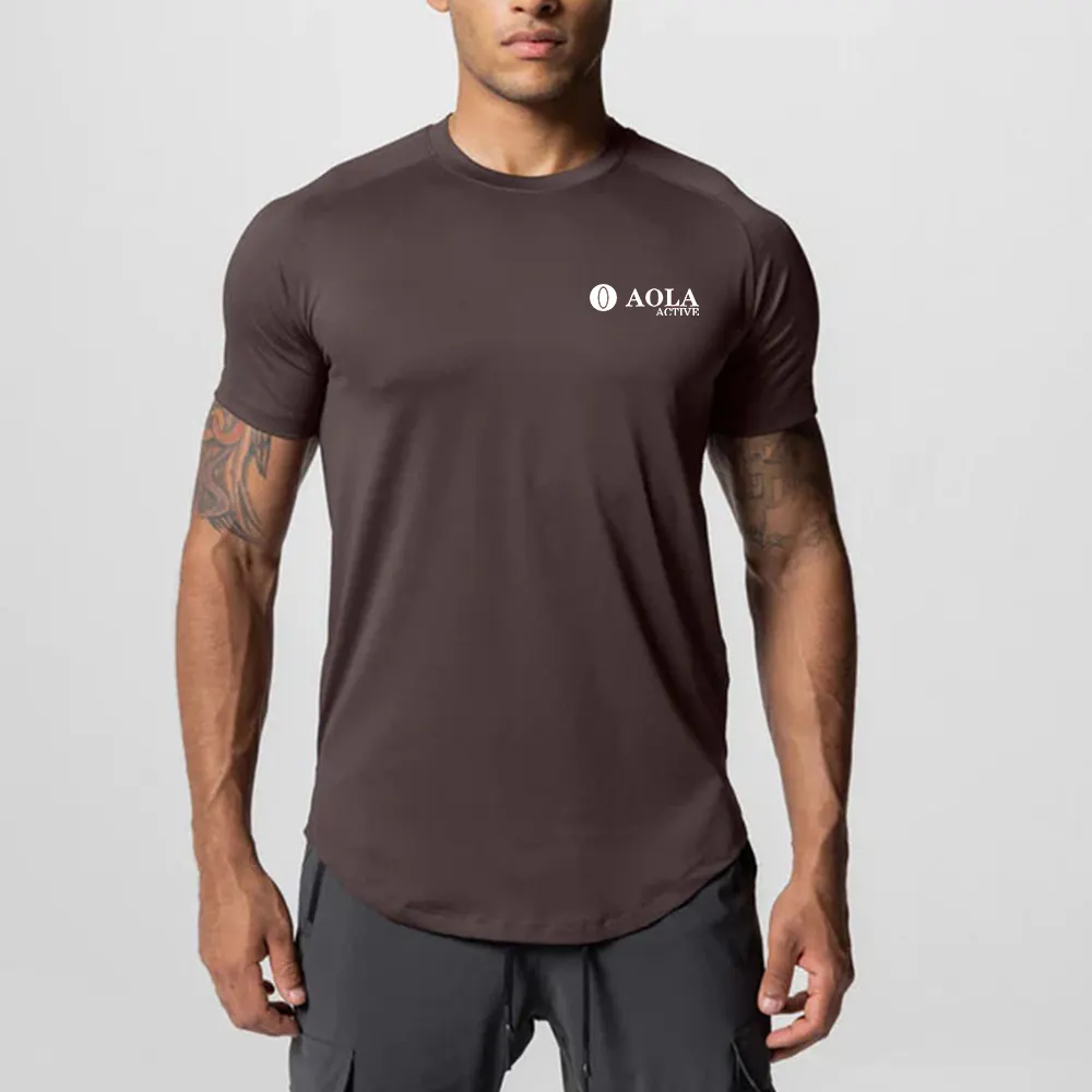 AOLA Logo personnalisé Hommes Impression T-shirt de sport personnalisé Gym Top Fitness Manches courtes