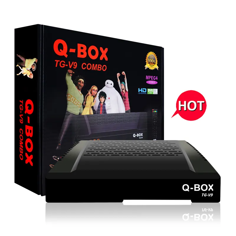 Q-BOX TG-V9 Nouveau décodeur alimentation v7s dvb-s2 numérique satellite tv box récepteur denon meilleure qualité mesure gnss
