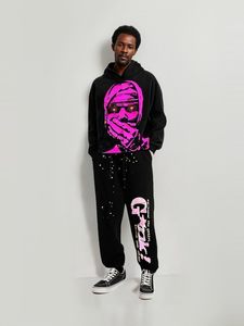 ハロウィンY2Kパーカーゴシックカジュアルアルファベットブラストプリント柄スカルファッションパーカー男性服