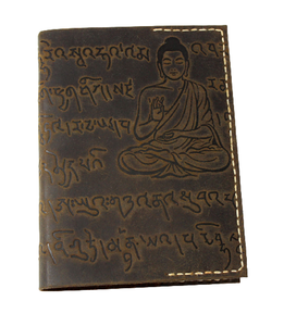 Handcraft Buddha Antique <strong>Scripts</strong> Embossed Front Cover Handmade Lokta Paper <strong>Notebook</strong> A5 Diary Customization Leather Journal - Product Image 1