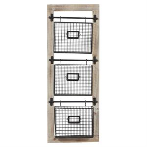 Chất lượng cao 14 \ "x 4 \" x 36 \ "kim loại màu đen dây Tạp Chí Rack chủ 3 khe cắm Treo Giỏ nhãn khe sơn mài để sử dụng nhà - Product Image 1