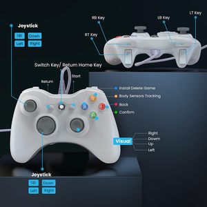PC kablolu denetleyici, Xbox 360 için çift titreşim Turbo ile Xbox 360/360 için oyun denetleyicisi ince (beyaz) - Product Image 5
