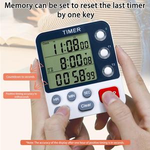 Temporizzatore digitale doppio da cucina 3 canali Count UP Timer di cottura grande Display allarme Volume ad alto Volume con supporto magnetico