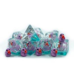 Özel D & D sıvı çekirdek zar ve sıvı mor ördek keskin kenar zindan ve ejderha Pathfinder kurulu oyunları 7 adet zar seti - Product Image 5