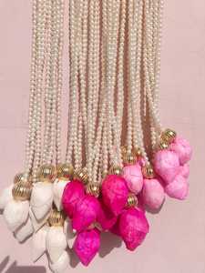 Cuerdas de perlas pesadas con Capullos de loto Sola Cuerda de perlas de madera Pellikooturu Seemantham Langavoni Función Decoraciones Decoración de templo - Product Image 2