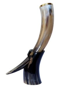 Authentic Medieval Style Viking Beer Ale <strong>Horn</strong> Mug Ceramic <strong>Cups</strong> with Stand for Rennactment Parties - Product Image 6
