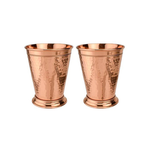 <strong>2025</strong> <strong>Set</strong> of Two Copper Color Mint Julep <strong>Cup</strong> Modern Design Hammered Beer Julep Glass Drinkware Mug Use for Parties and Wedding - Product Image 1