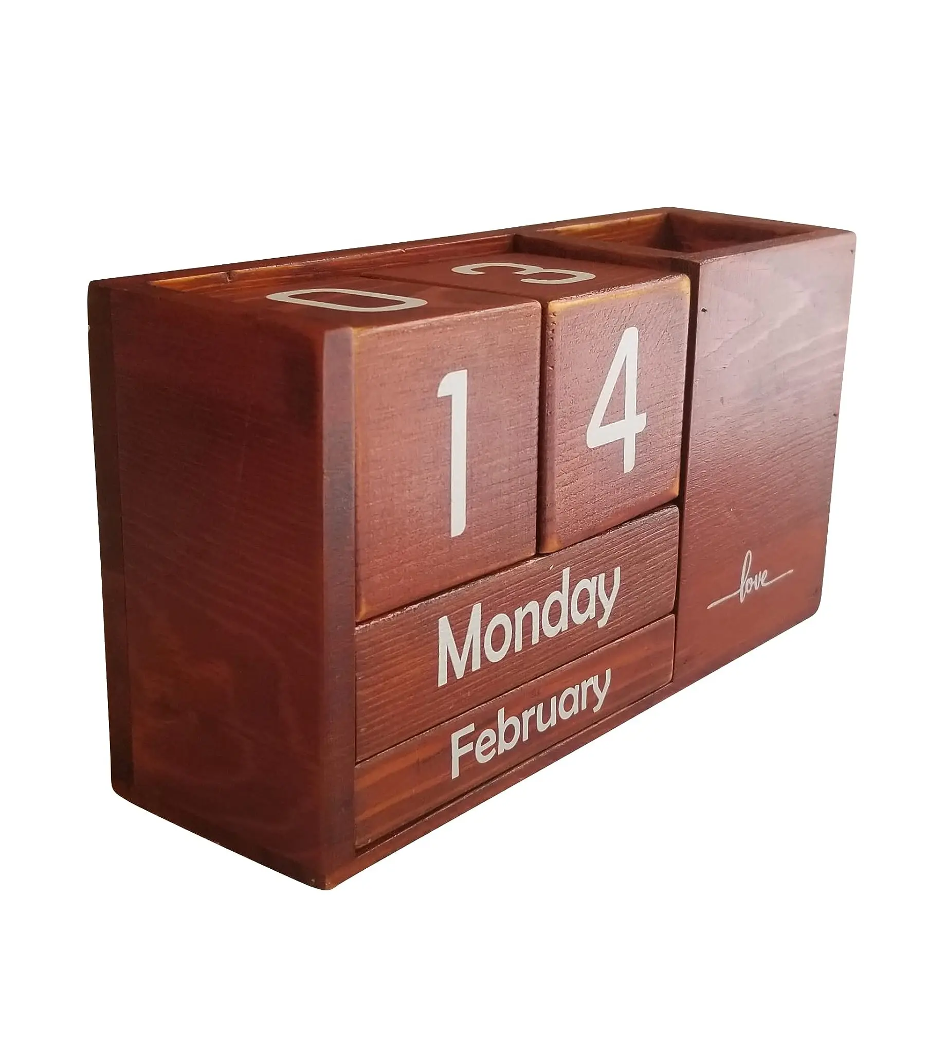 Calendario da tavolo perpetuo in legno di stirata ZEN calendario mensile settimanale giornaliero blocchi decorazione da scrivania in legno massello di pino regalo