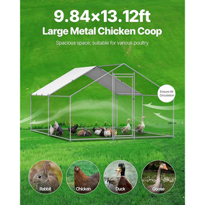 เล้าไก่โลหะสำหรับเลี้ยงไก่ขนาดใหญ่สำหรับเลี้ยงไก่ในสวนหลังบ้านมีฝาปิดและล็อครักษาความปลอดภัย - Product Image 5