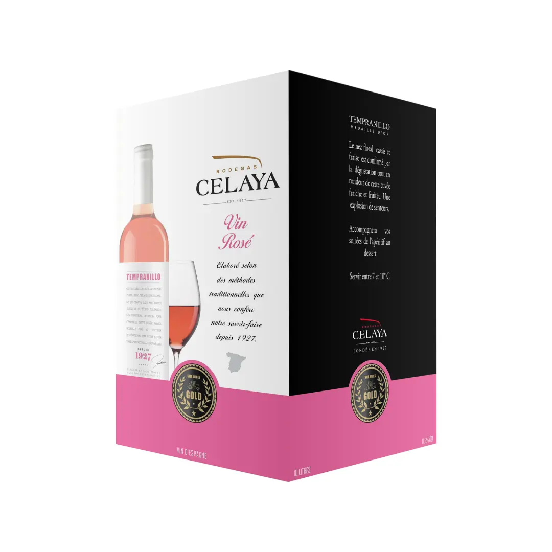 Bolsa de Tempranillo español de alta calidad en caja (BIB) Celaya 10l vino rosado para Horeca