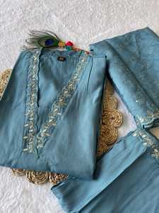 Women's Salwar Kameez with Khatli Work in Silk Fabric with Beautiful Color Fully Stitched Readymade - Product Image 2