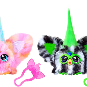 最优惠的价格Furbys Furblets凶猛和神话般的2包，Greenie-Meanie & May，每个45个声音，电子万圣节毛绒玩具
