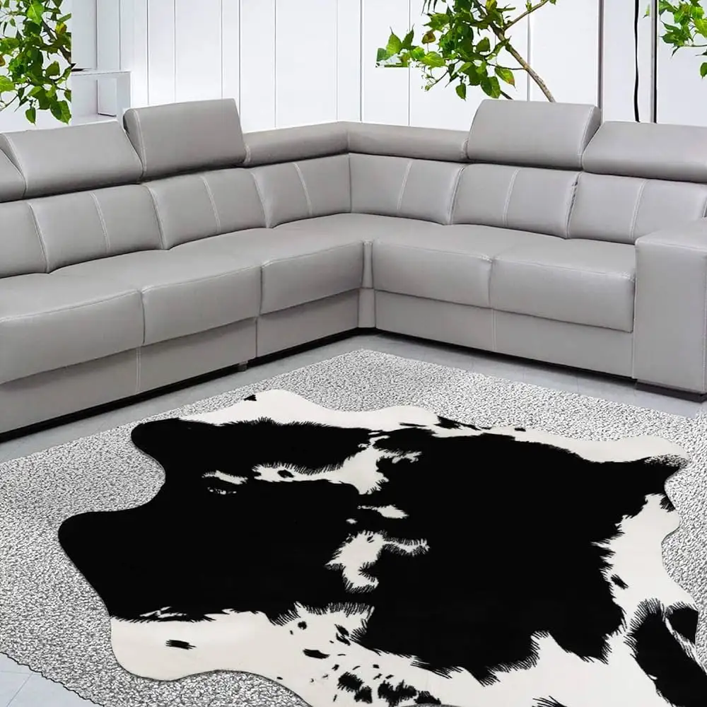 Pelo de piel de vaca en Hide 100% Piel de vaca pura Grande decorativa/Alfombra/Cuero de pared-Color marrón, blanco y negro