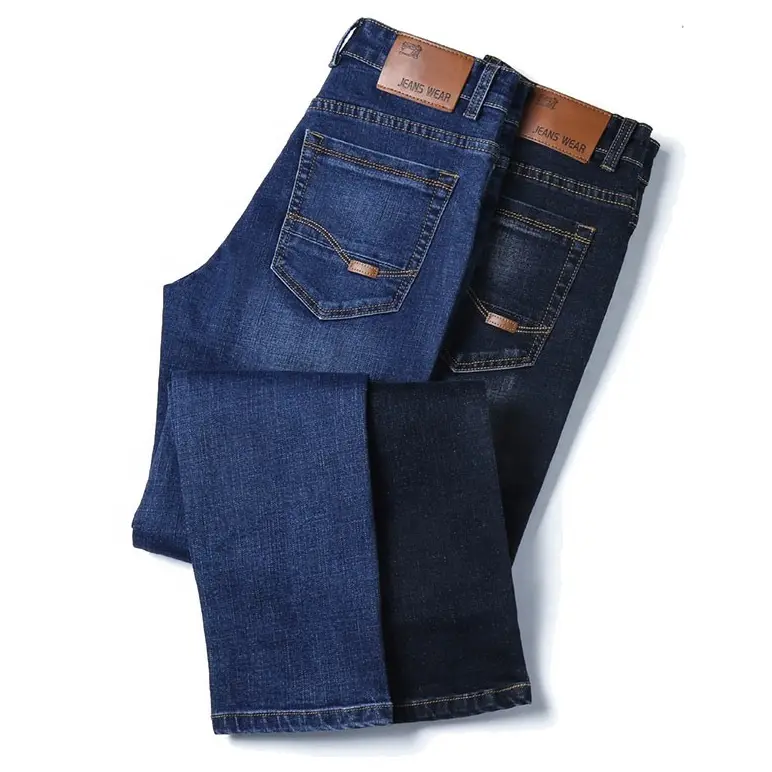 Venta al por mayor Custom Men Outfit Fit Dark Blue Jeans Pantalones Diseñador New Original Jean Men's Fit Denim jeans pantalones hechos a medida