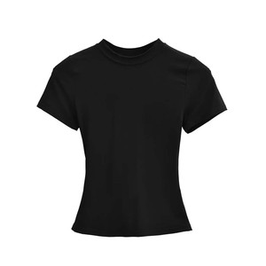 卸売夏着新しいStyl女性プリント美しいソリッドカラーTシャツ、女性のための半袖Tシャツ - Product Image 4