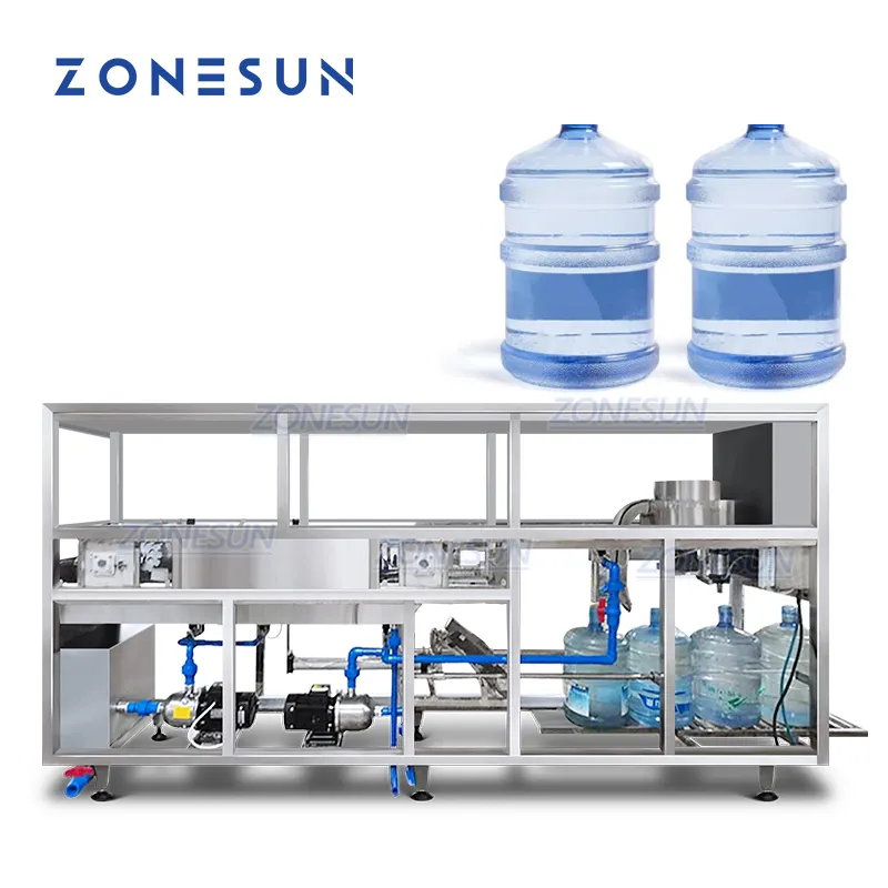 ZONESUN ZS-AFC100R التلقائي 5 جالون البلاستيك تنقية الماسورة المعدنية إبريق ماء زجاجة آلة تغطية العبوات