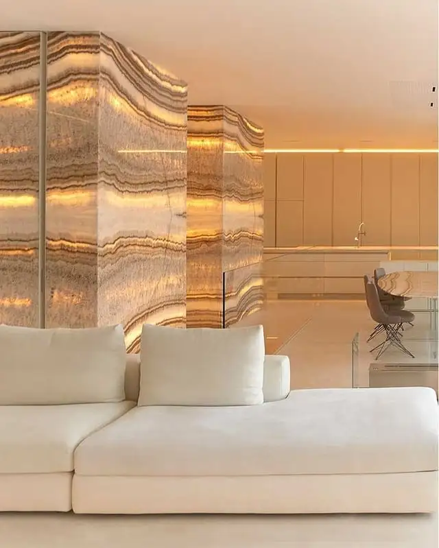 Ониксовая настенная панель с подсветкой, натуральная прямая белая древесина, Мраморная ониксовая плита