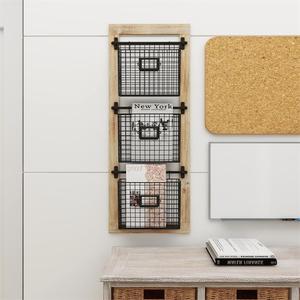 Chất lượng cao 14 \ "x 4 \" x 36 \ "kim loại màu đen dây Tạp Chí Rack chủ 3 khe cắm Treo Giỏ nhãn khe sơn mài để sử dụng nhà - Product Image 2