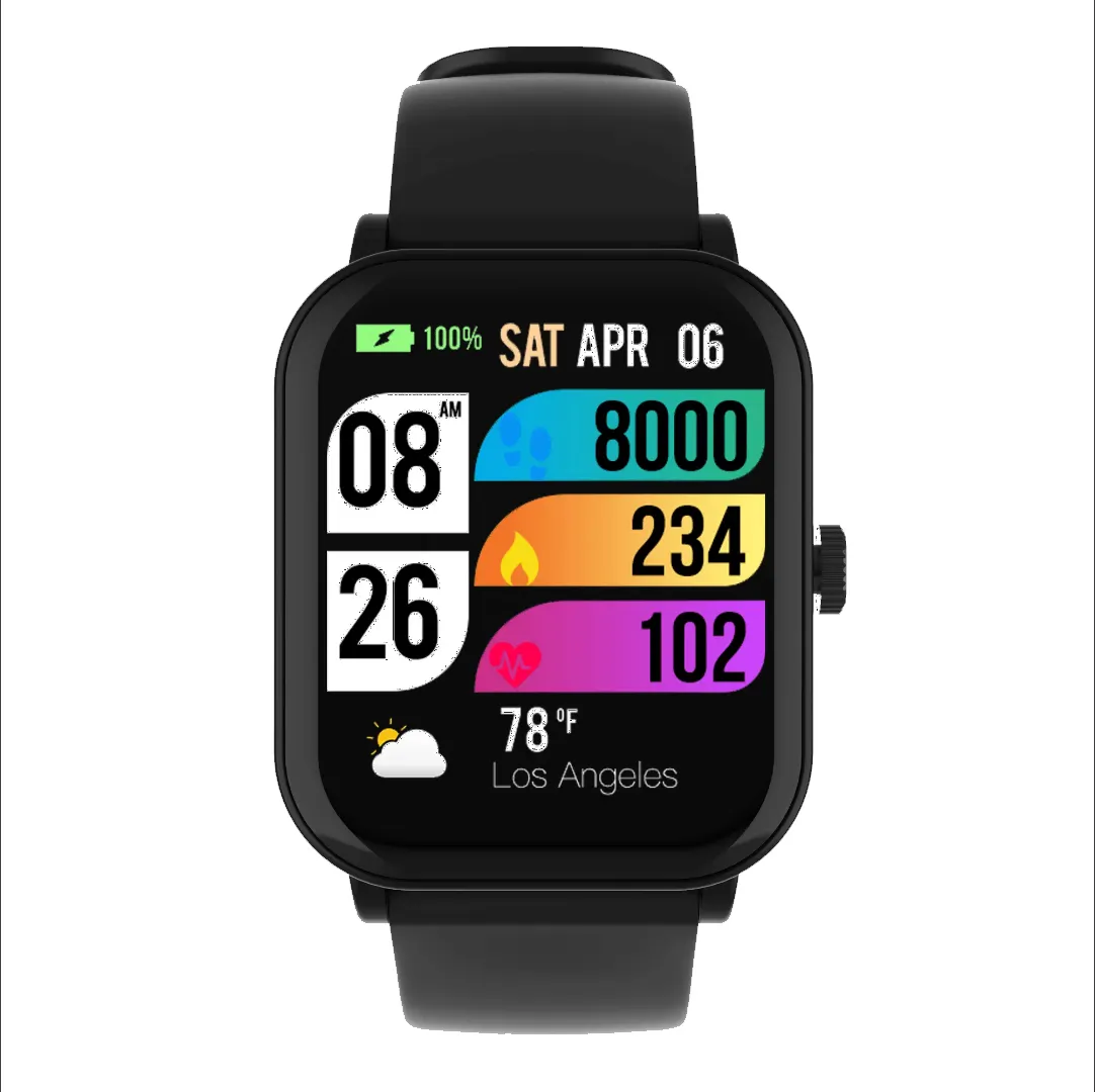 Умные часы IPS 1,72 дюймов, Android IOS IP68, водонепроницаемые Смарт-часы с отслеживанием сердечного ритма, артериального давления, кислорода