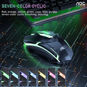 AOC KM100 RGB Wired Gaming <strong>Keyboard</strong> &amp; 800DPI 6 Button Mouse Set Ergonomic Waterproof <strong>Keyboard</strong> Color Backlight for <strong>Computer</strong> PC - Product Image 3