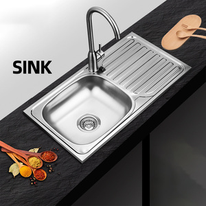 Modern tasarım tek kase paslanmaz çelik mutfak lavabosu daire boyutu Set Topmount dikdörtgen şekil musluk olmadan - Product Image 5