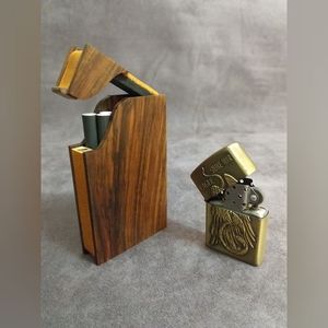 Aşağıda sigara durumda lüks özel VINTAGE siyah ahşap kutu ceviz ince cep hediye için yüksek kaliteli saklama kabı - Product Image 4