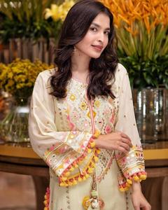 Etnik Plazo Set sahte Georgette ağır nakış dizisi hindistan'dan pom pom daha az sınır ile gerçek ayna İşi ile çalışmak - Product Image 4