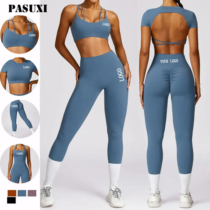 PASUXI 2024 Mais Novo Outono Sportswear Personalizado Duas Peças Sweatsuit Com Logotipo Ginásio Yoga Conjuntos Roupas De Fitness Para As Mulheres