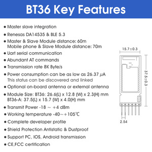 DX-BT36 Master-slave Integration <strong>Bluetooth</strong> <strong>Module</strong> Uart Serial Communication <strong>at</strong> <strong>Command</strong> 70m Transparent Transmission Ble <strong>Module</strong> - Product Image 3
