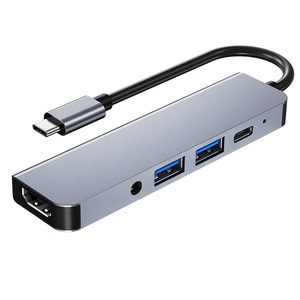 USB C至4K HDMI适配器USB 3.0 USB 2.0 3.5毫米音频插孔扩展坞C型集线器5合1笔记本电脑 - Product Image 3