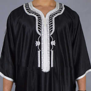 Erkekler için işlemeli müslüman jumuslim thobe giysi İslami suudi Kaftan arap giysileri erkekler Abaya Thawb Kaftan - Product Image 5