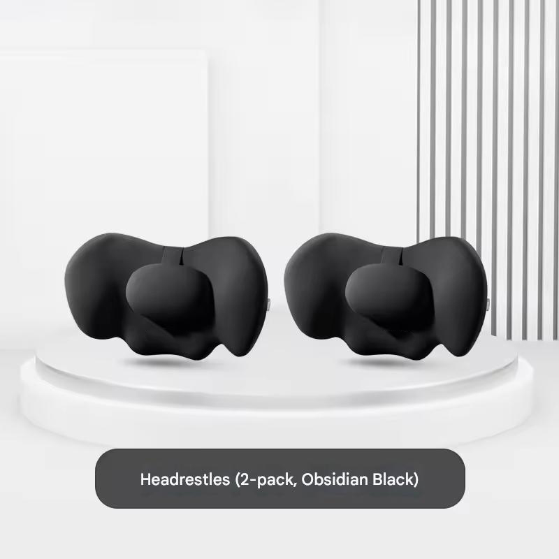 Appui-tête et support lombaire noir obsidienne nuit.