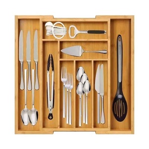 Tre mở rộng ngăn kéo tổ chức cho đồ dùng chủ, có thể điều chỉnh dao kéo khay, ngăn kéo gỗ ngăn tổ chức cho Bạc - Product Image 2